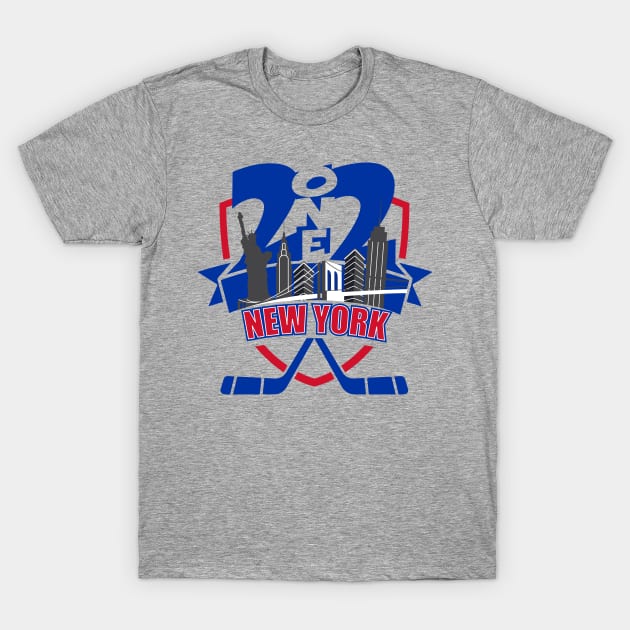 212 New York Hockey Blue/Red T-Shirt by AssortedRealitee